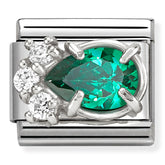 Nomination Composable Classic Link 330329/03 Green & White CZ Raised Drop in 925 Silver